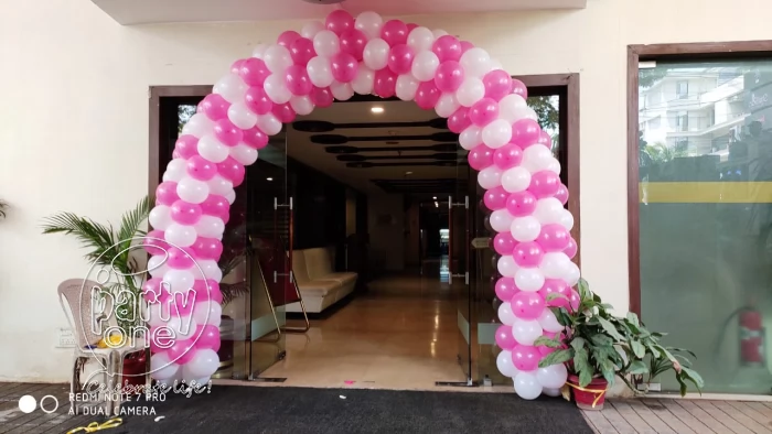 birthday Pink  White Balloon Welcome Arch